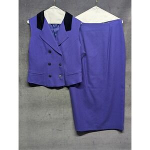 Vintage Alanni by DonnyBrook 2 Piece Set Wool Purple Maxi Skirt & Vest Size 12*